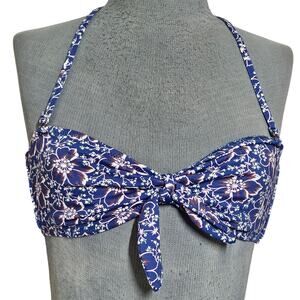 Eberjey Blue Floral Bikini Top Size Small